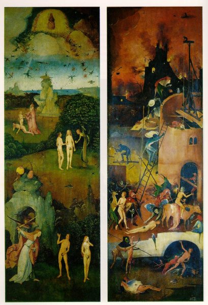 Paradise and Hell, left and right panels of a triptych