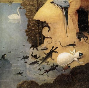 Triptych of Garden of Earthly Delights (left wing) (detail 2) c. 1500