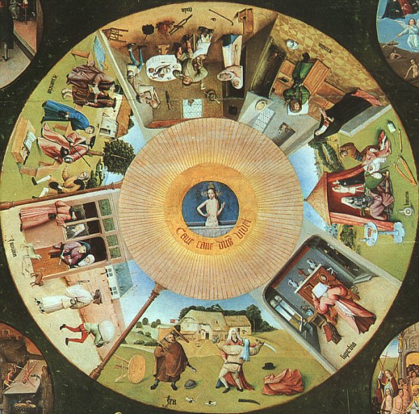 Tabletop of the Seven Deadly Sins and the Four Last Things, (detail of The Eye of God which Sees the Committing of the Seven Deadly Sins)